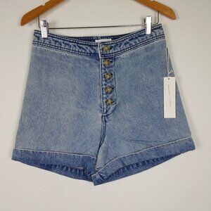 Every Jean Shorts Women's 10 Blue Denim High Rise Organic Cotton Button Fly